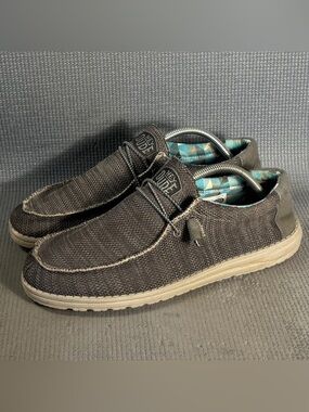 Hey Dude Men’s Wally Sox Charcoal Gray Slip On Comfort Shoes Size 11